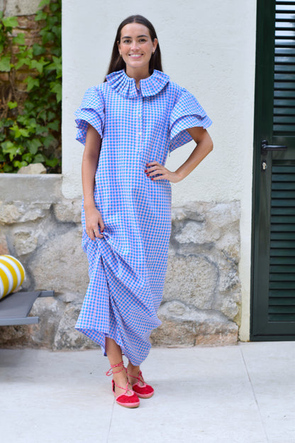 VESTIDO CATALINA - VICHY AZUL Y ROSA - PREORDER 10 JULIO