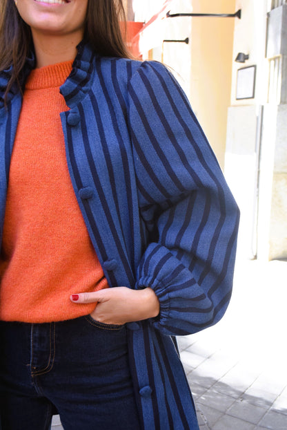 ABRIGO EUGENIA - RAYAS AZULES -