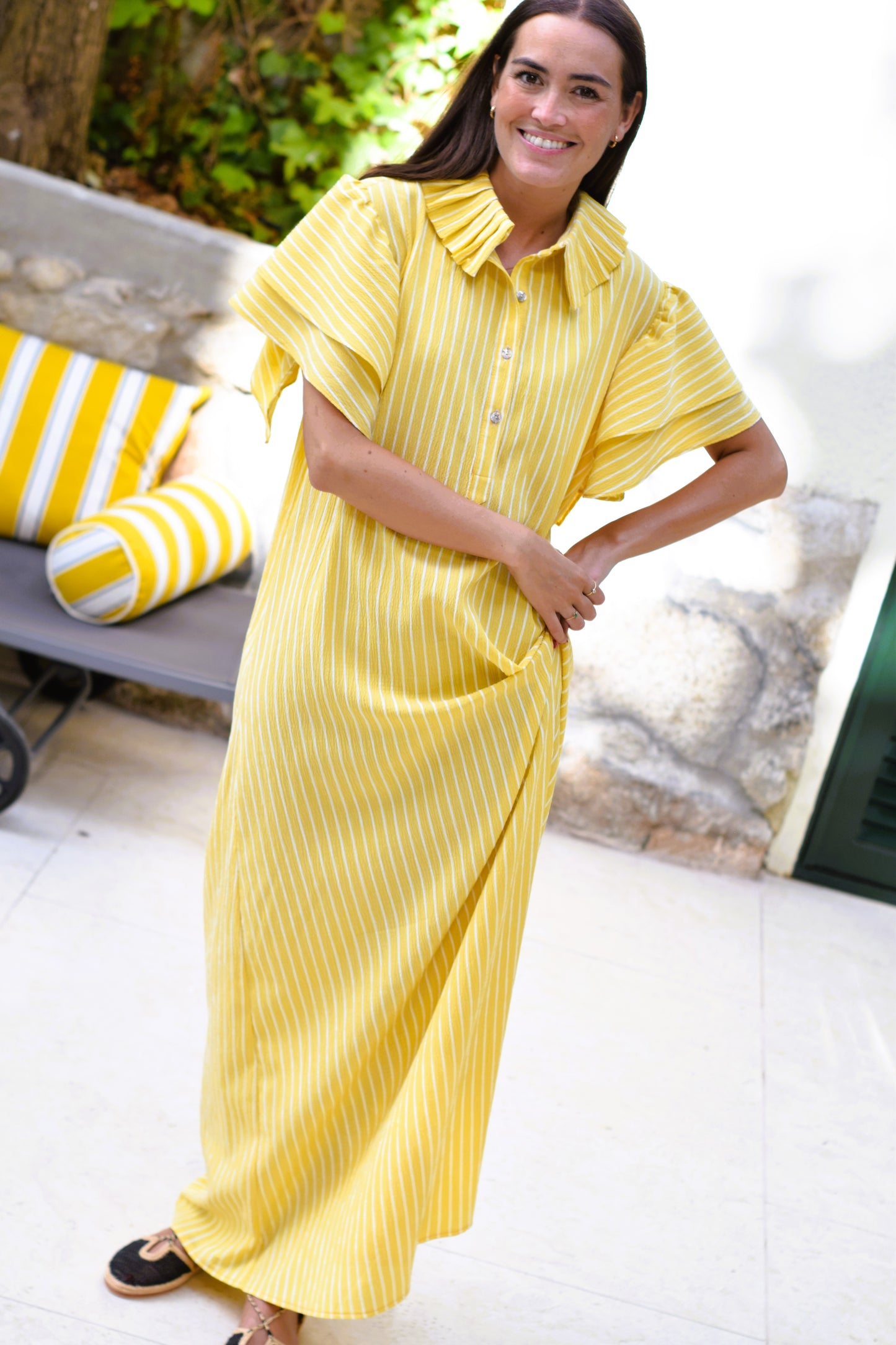 VESTIDO CATALINA - RAYAS AMARILLAS - PREORDER 10 JULIO