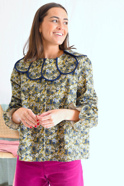 BLUSA PIA - FLORES AZUL - PREORDER 18 FEBRERO