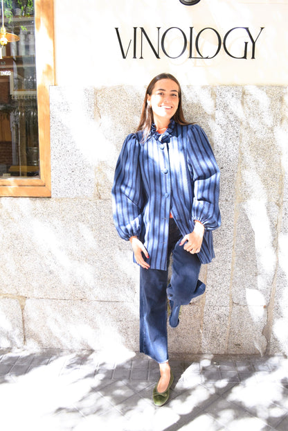 ABRIGO EUGENIA - RAYAS AZULES -