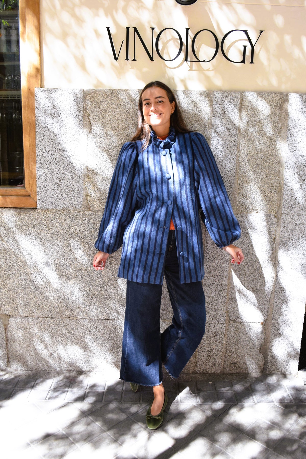 ABRIGO EUGENIA - RAYAS AZULES -