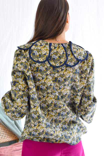 BLUSA PIA - FLORES AZUL - PREORDER 18 FEBRERO