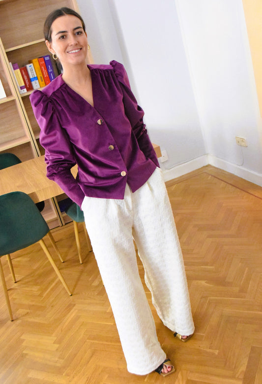 BLUSA FABIOLA - TERCIOPELO BERENJENA