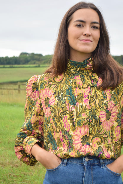 VICTORIA BLOUSE - GREEN FLOWERS -