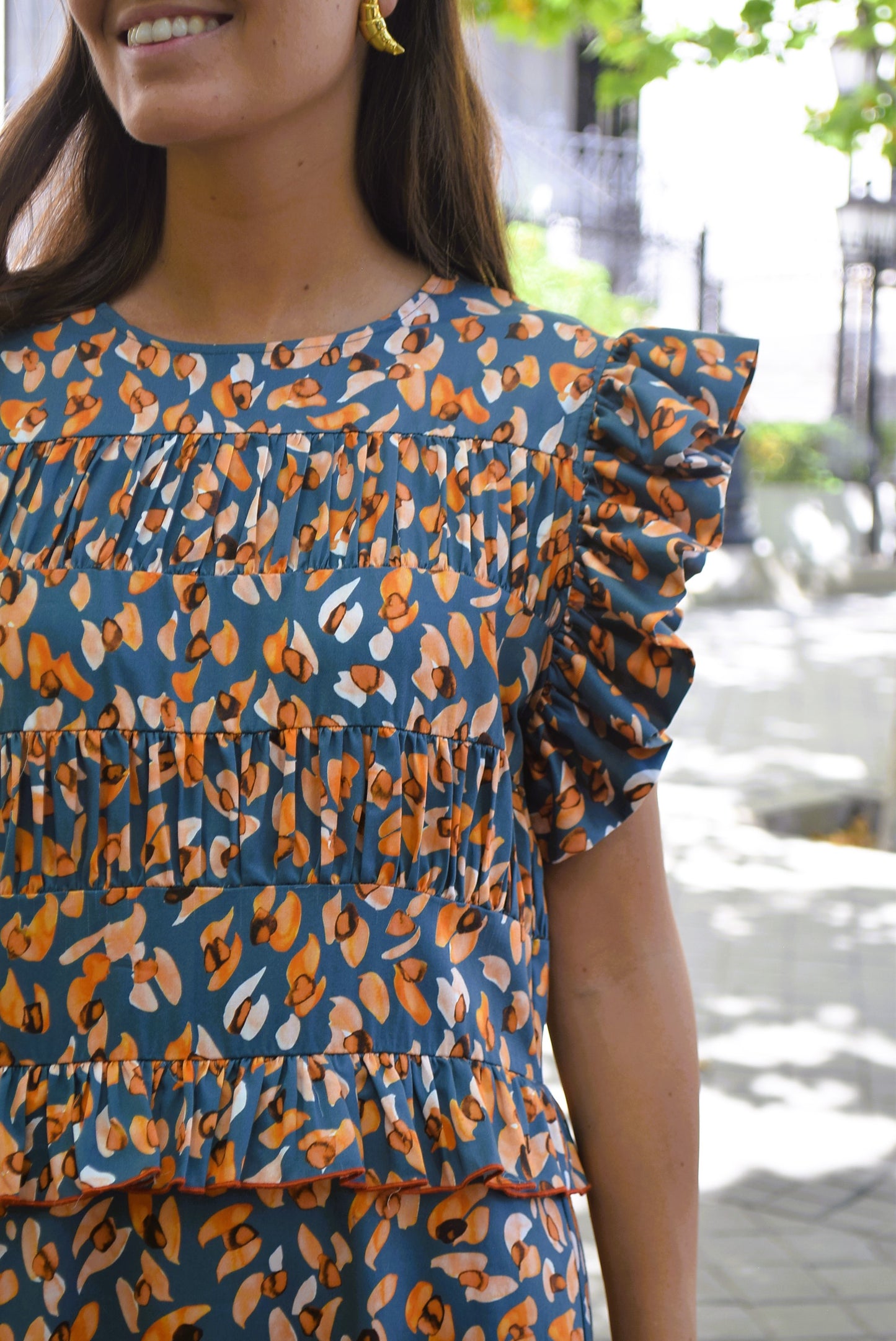 MARCELA DRESS - GREY AND ORANGE