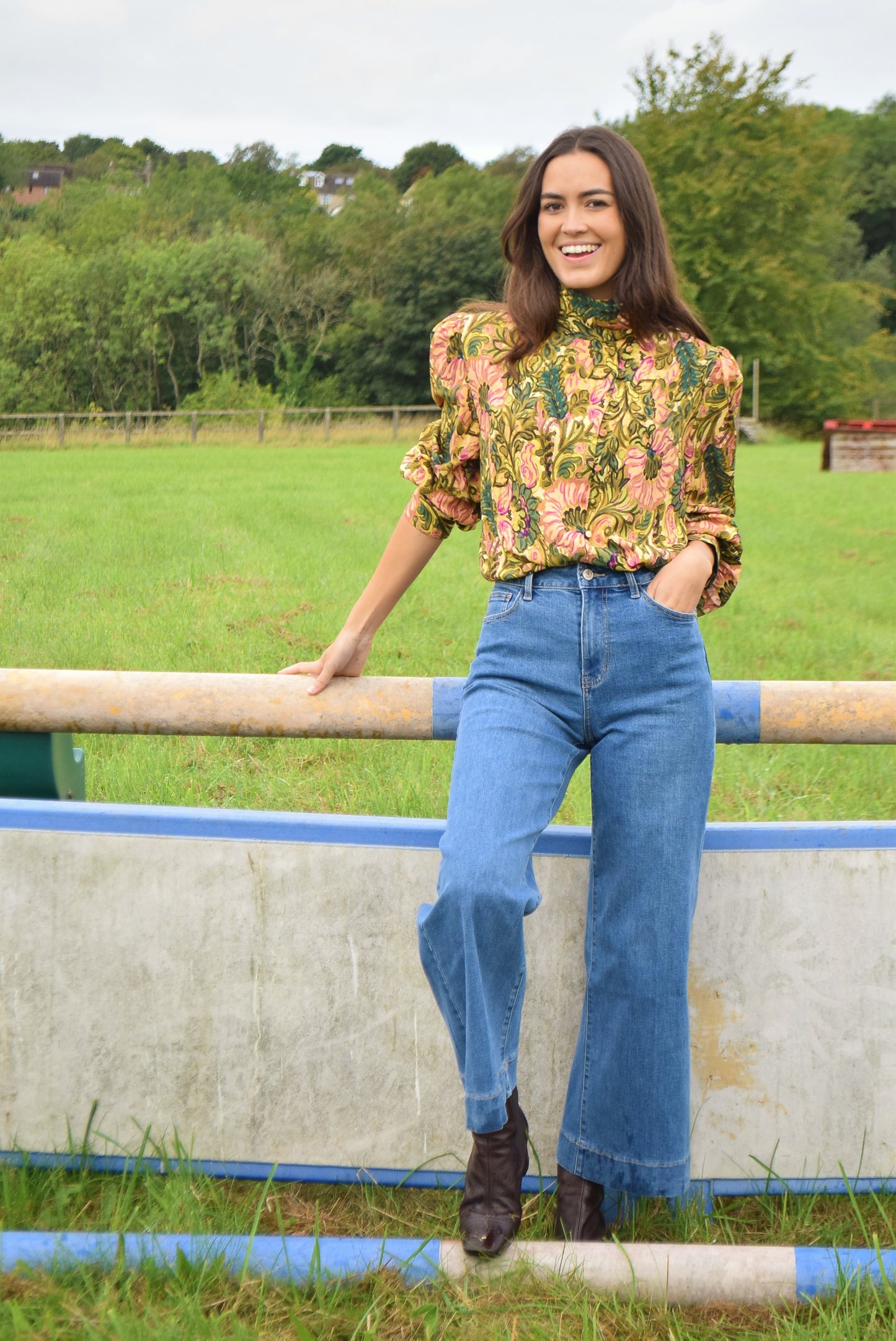 VICTORIA BLOUSE - GREEN FLOWERS -
