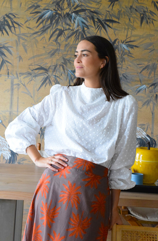 BLUSA MICAELA - PLUMETI BLANCA - PREORDER 7 SEPTIEMBRE