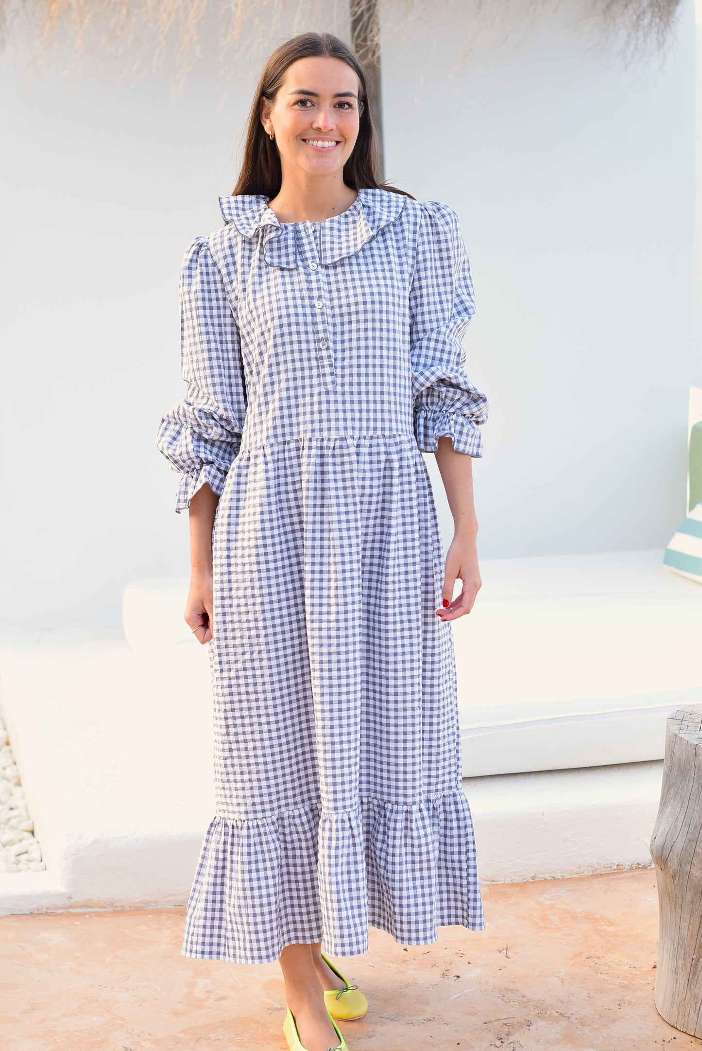 VESTIDO PÍA - VICHY GRIS - PREORDER 22 DE MAYO