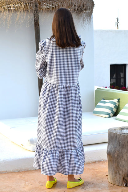VESTIDO PÍA - VICHY GRIS - PREORDER 22 DE MAYO