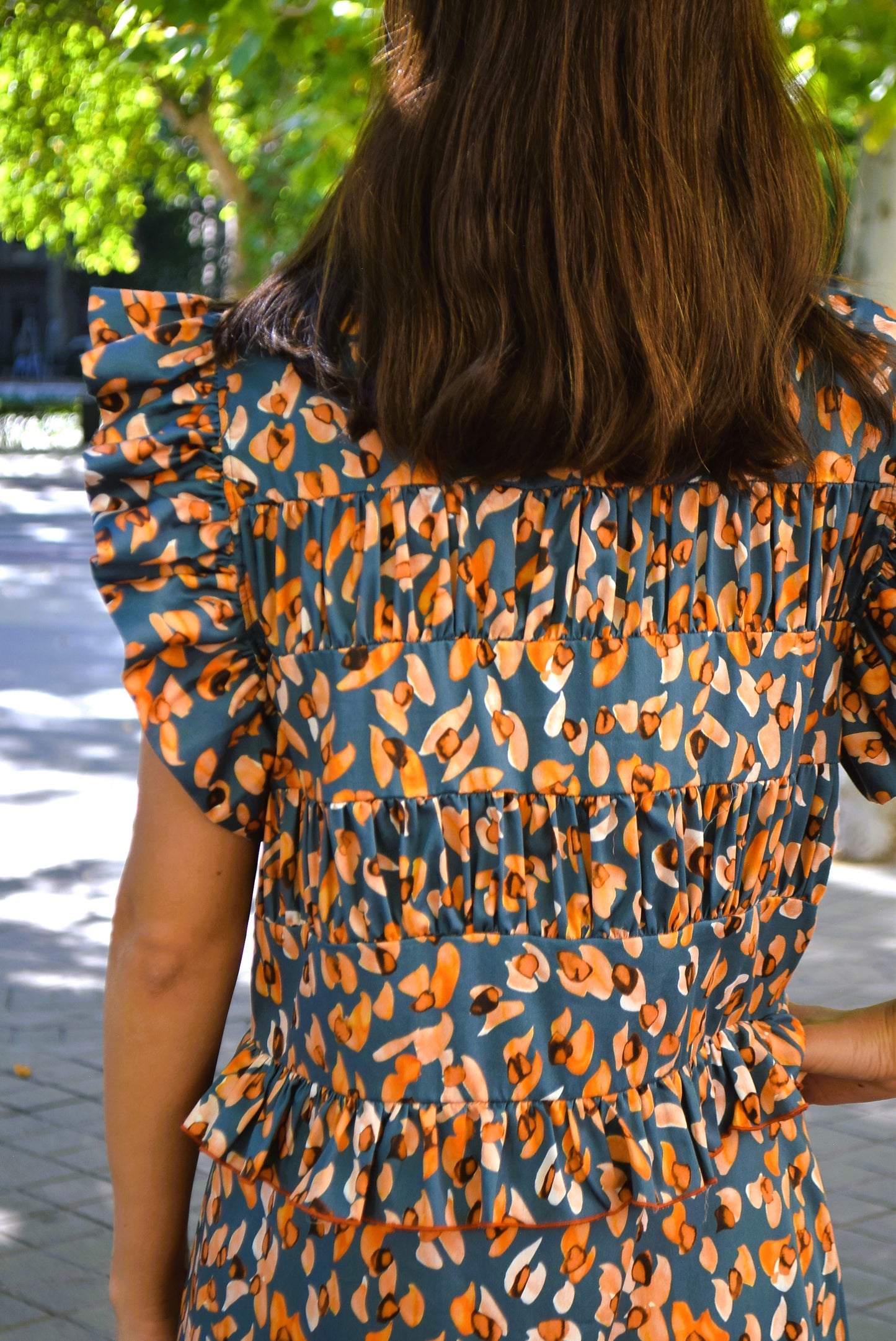 MARCELA DRESS - GREY AND ORANGE