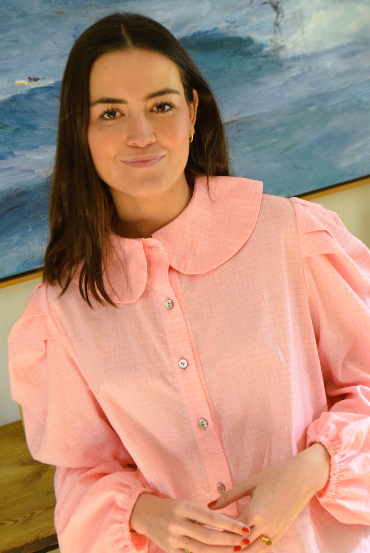 CAMISA JULIETA - CUADROS ROSA -