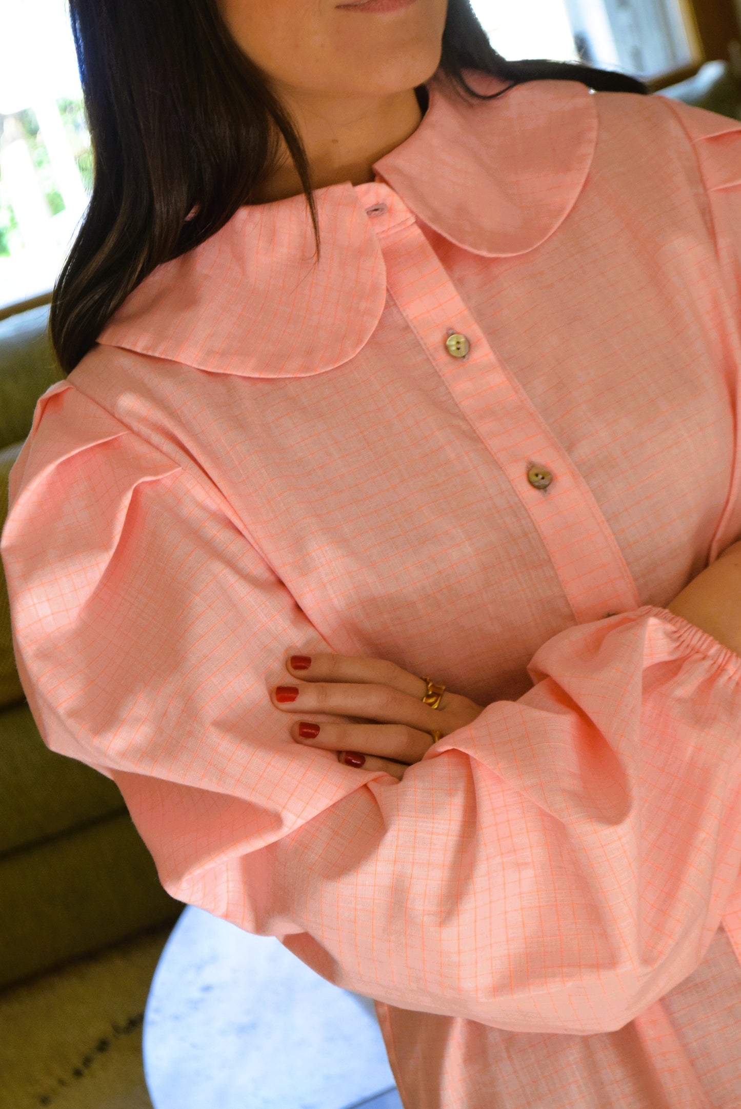 CAMISA JULIETA - CUADROS ROSA -