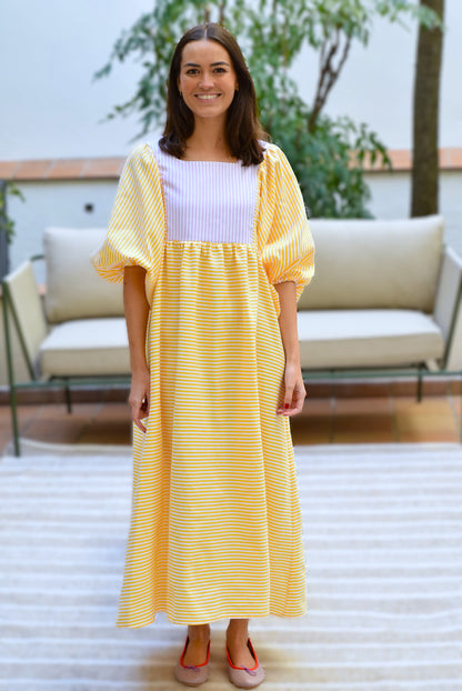 VESTIDO SIMONETA - RAYAS AMARILLAS (PREORDER 13 ABRIL)