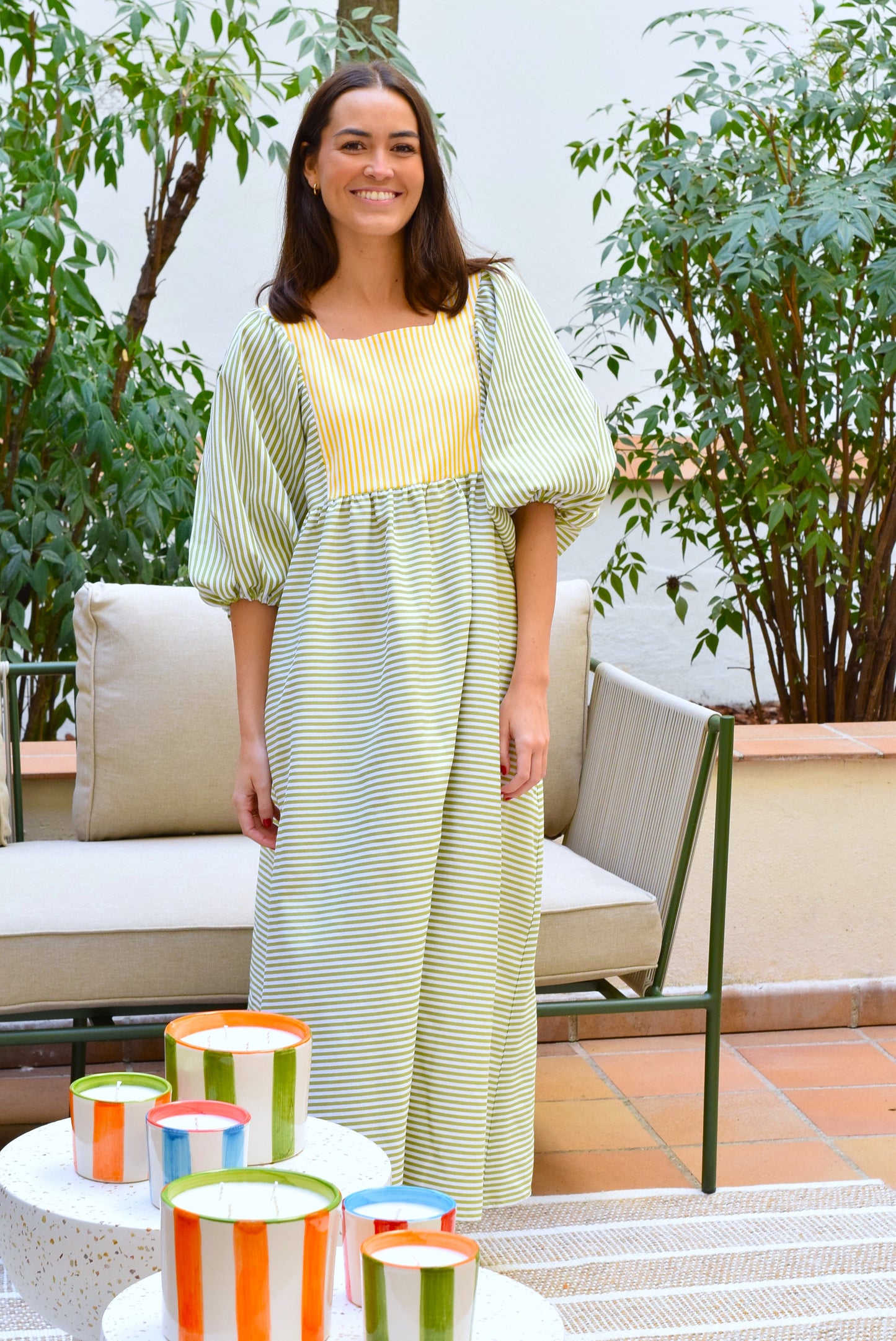 VESTIDO SIMONETA - RAYAS VERDES (PREORDER 13 ABRIL)