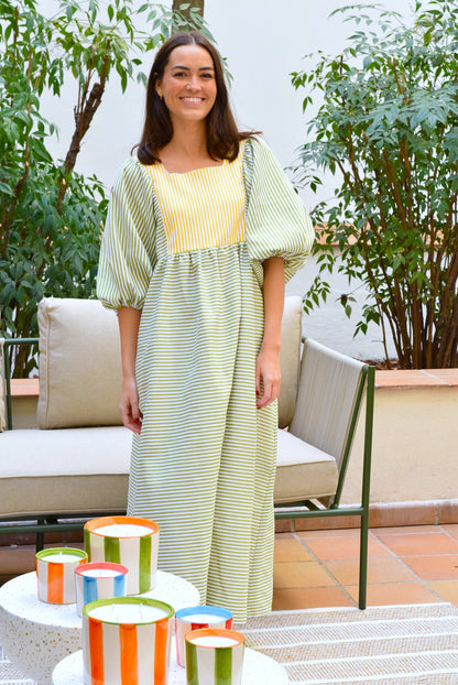 VESTIDO SIMONETA - RAYAS VERDES (PREORDER 13 ABRIL)