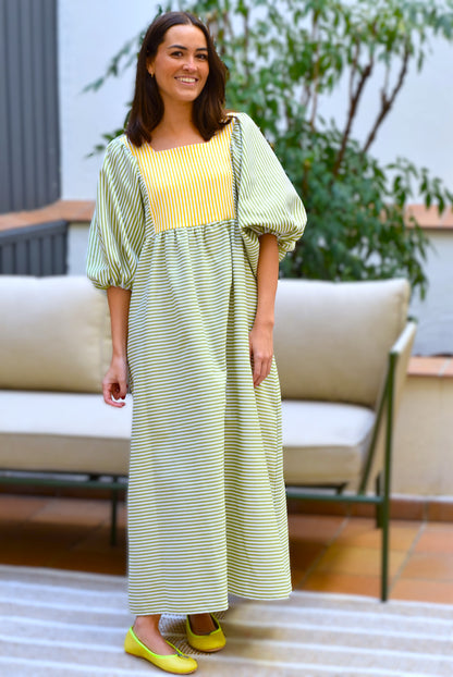 VESTIDO SIMONETA - RAYAS VERDES (PREORDER 13 ABRIL)