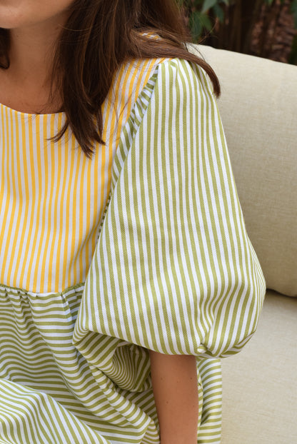 VESTIDO SIMONETA - RAYAS VERDES (PREORDER 13 ABRIL)