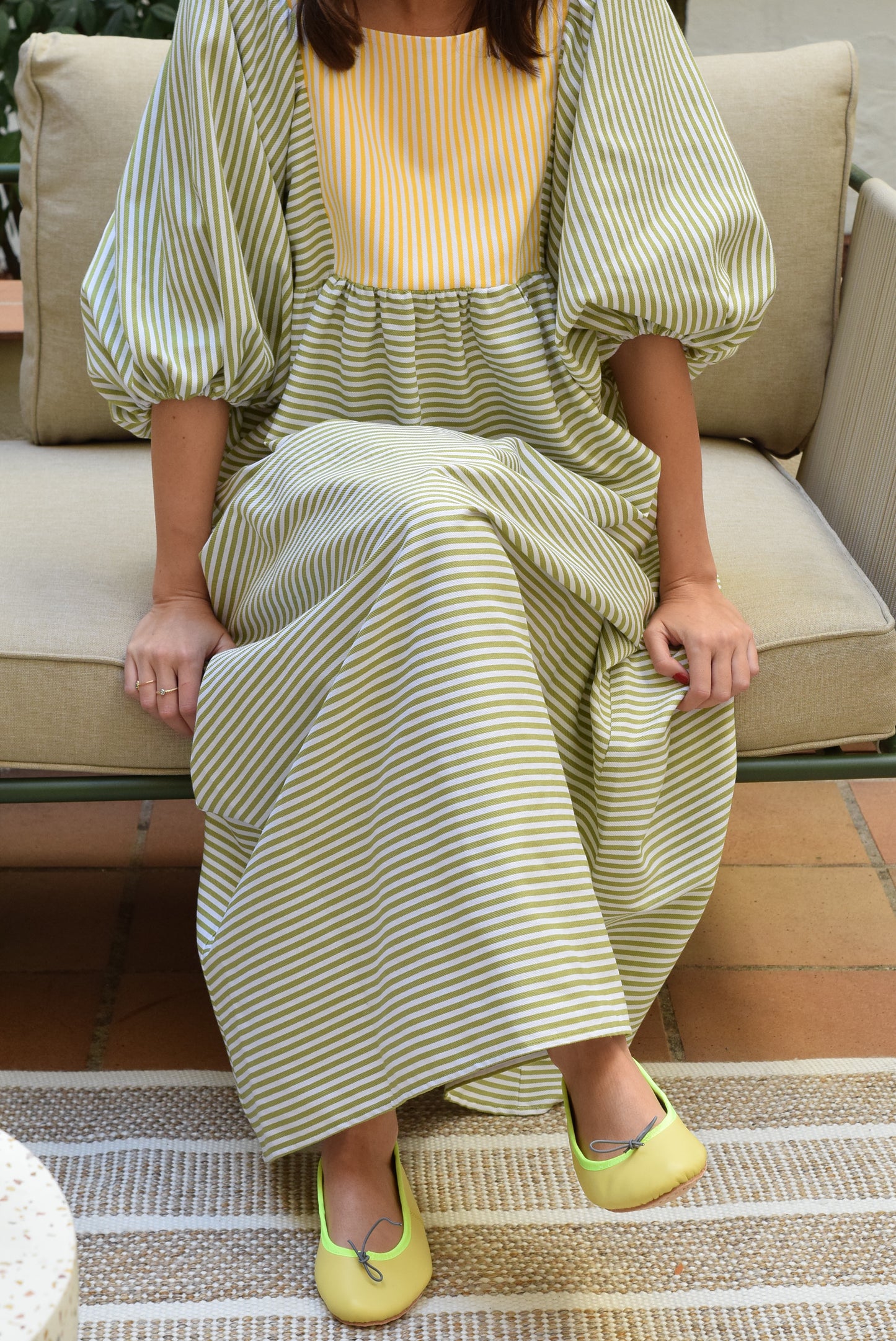 VESTIDO SIMONETA - RAYAS VERDES (PREORDER 13 ABRIL)