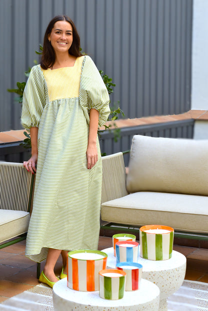 VESTIDO SIMONETA - RAYAS VERDES (PREORDER 13 ABRIL)