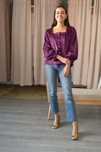 BLUSA CLAUDIA - TERCIOPELO BERENJENA -