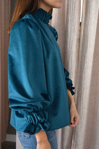 blusa en terciopelo verde