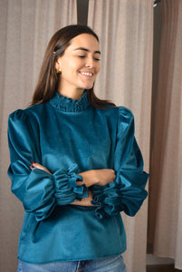 blusa en terciopelo verde