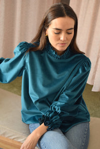 blusa en terciopelo verde