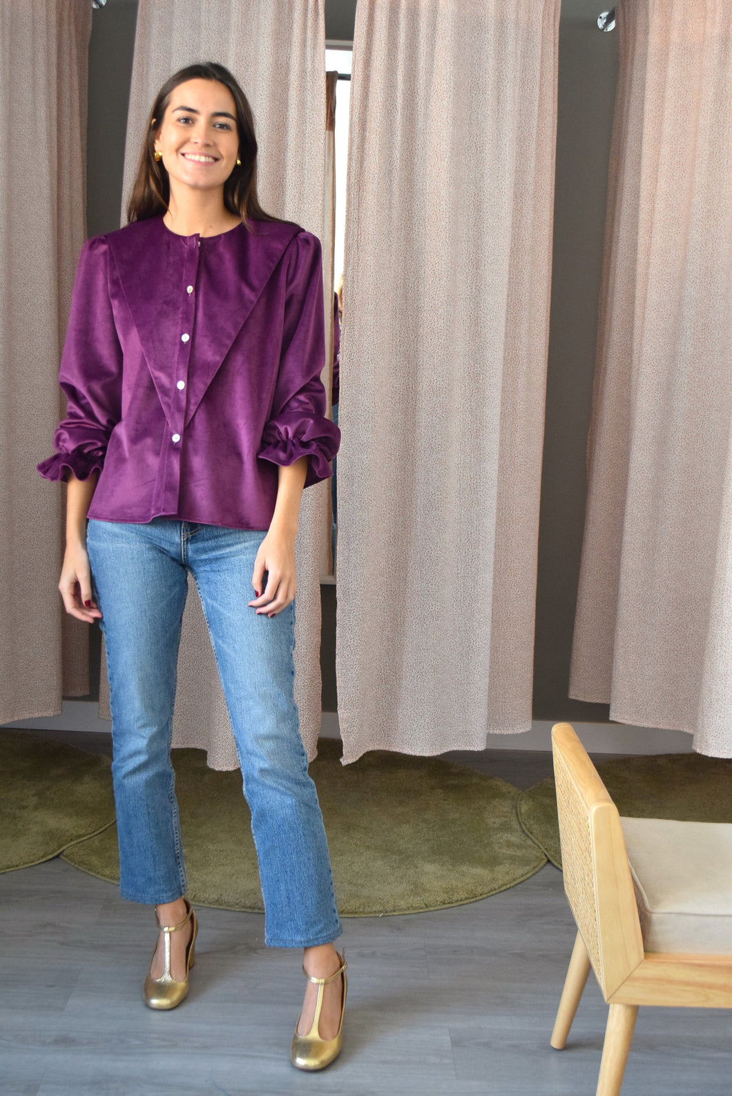 BLUSA ISABEL - TERCIOPELO BERENJENA -