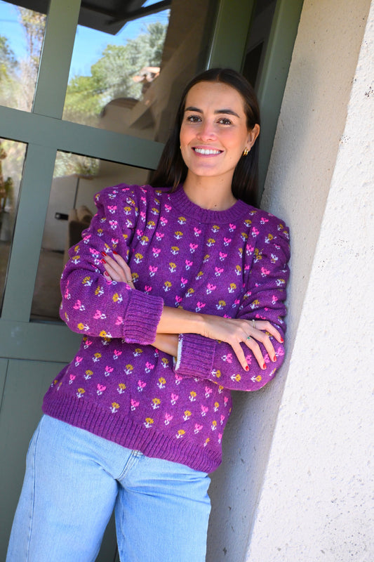 JERSEY NONA LANA - MORADO CON FLORES -