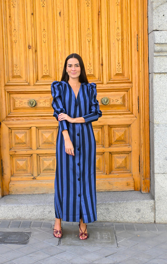 VESTIDO FABIOLA - RAYAS AZULES