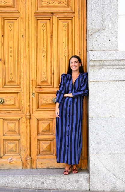 VESTIDO FABIOLA - RAYAS AZULES -
