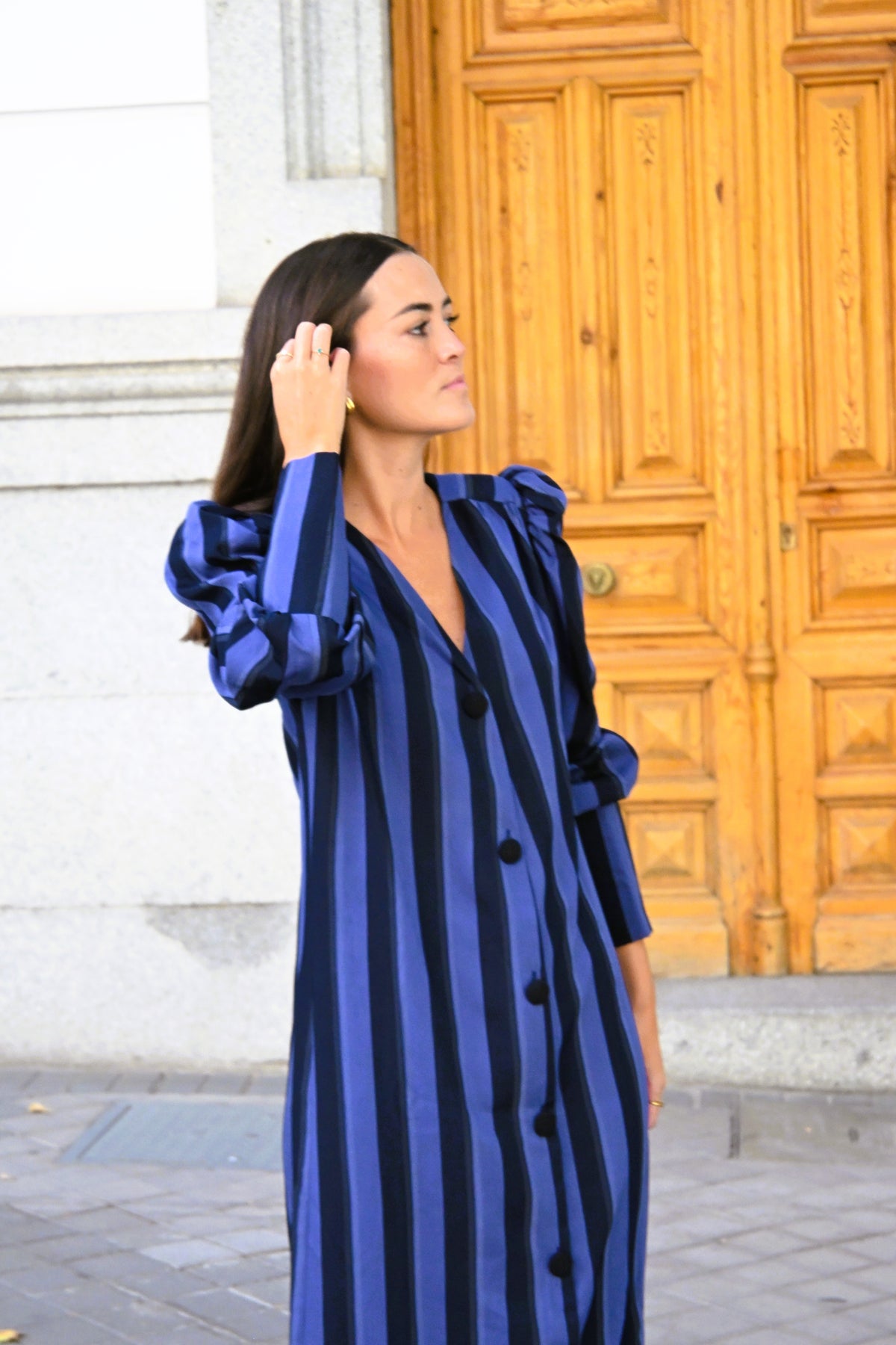 VESTIDO FABIOLA - RAYAS AZULES -