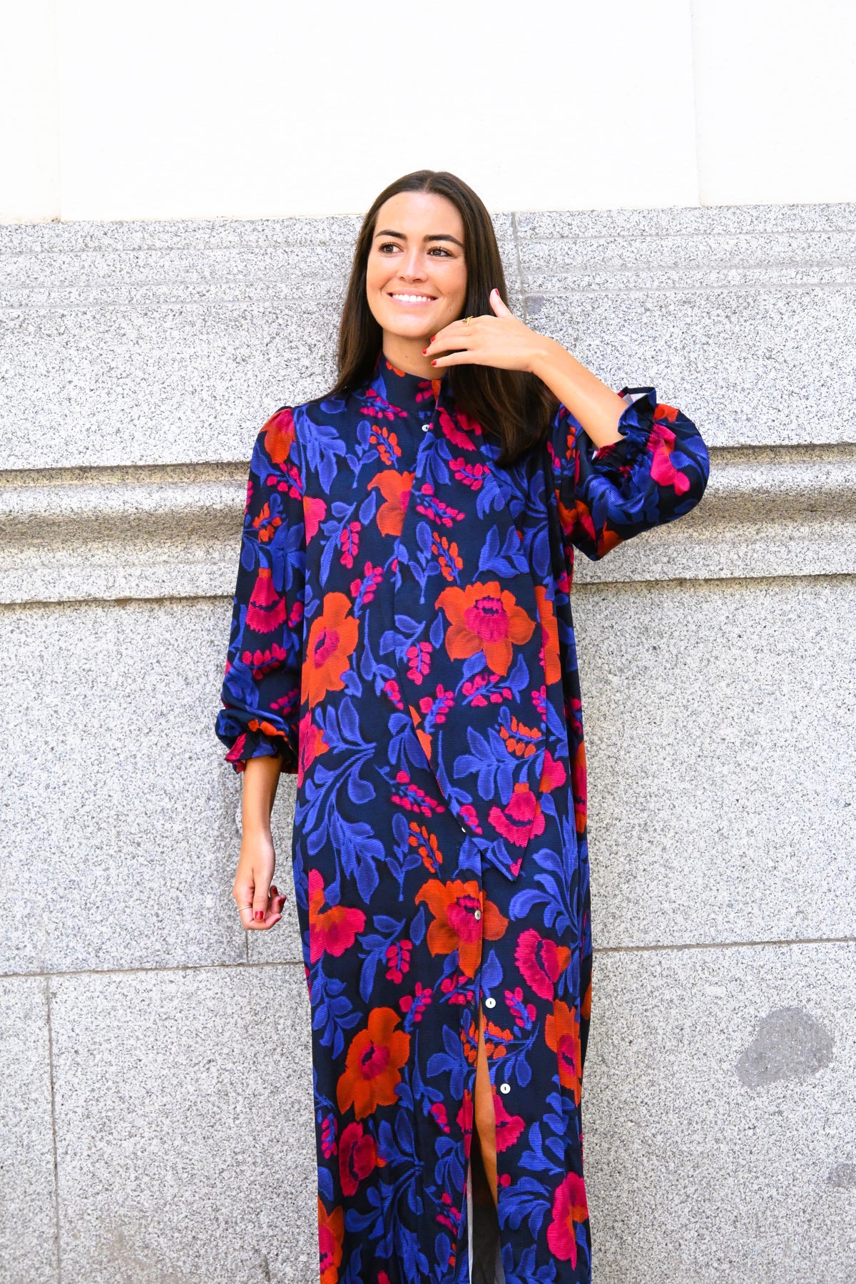 VESTIDO RAFAELA - AZUL Y ROJO - PREORDER 10 OCTUBRE