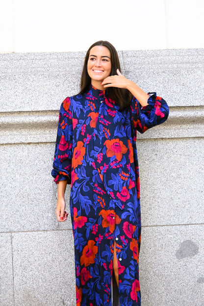 VESTIDO RAFAELA - AZUL Y ROJO - PREORDER 10 OCTUBRE