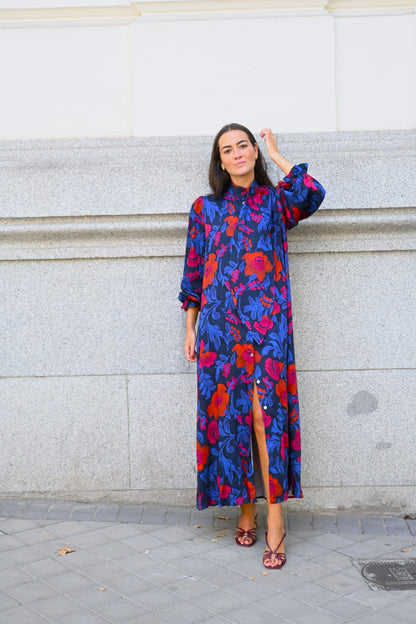 VESTIDO RAFAELA - AZUL Y ROJO - PREORDER 10 OCTUBRE