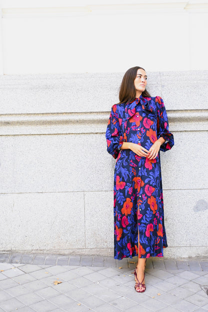 VESTIDO RAFAELA - AZUL Y ROJO - PREORDER 10 OCTUBRE