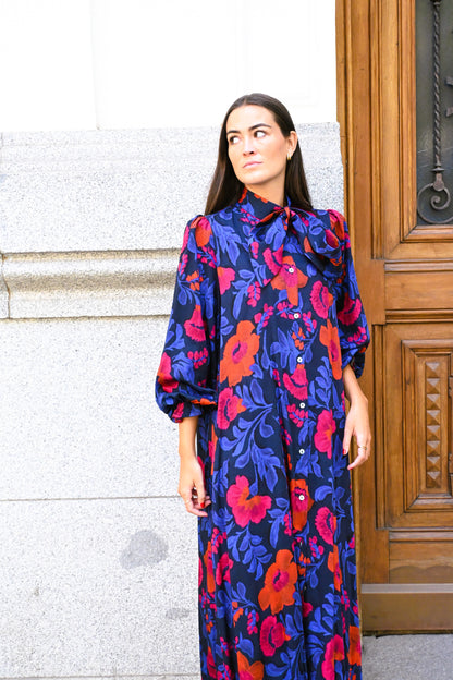VESTIDO RAFAELA - AZUL Y ROJO - PREORDER 10 OCTUBRE
