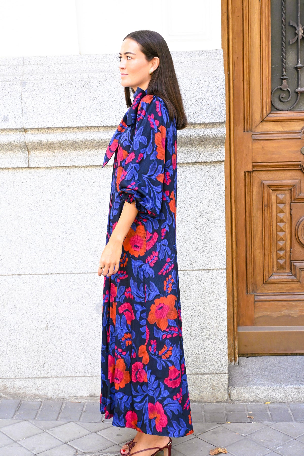 VESTIDO RAFAELA - AZUL Y ROJO - PREORDER 10 OCTUBRE