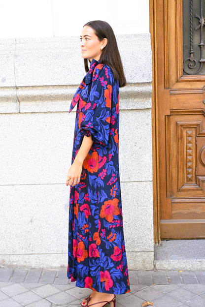 VESTIDO RAFAELA - AZUL Y ROJO - PREORDER 10 OCTUBRE
