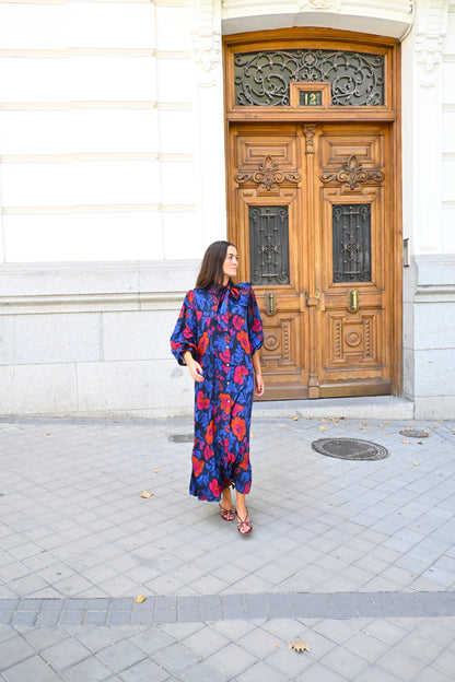 VESTIDO RAFAELA - AZUL Y ROJO - PREORDER 10 OCTUBRE
