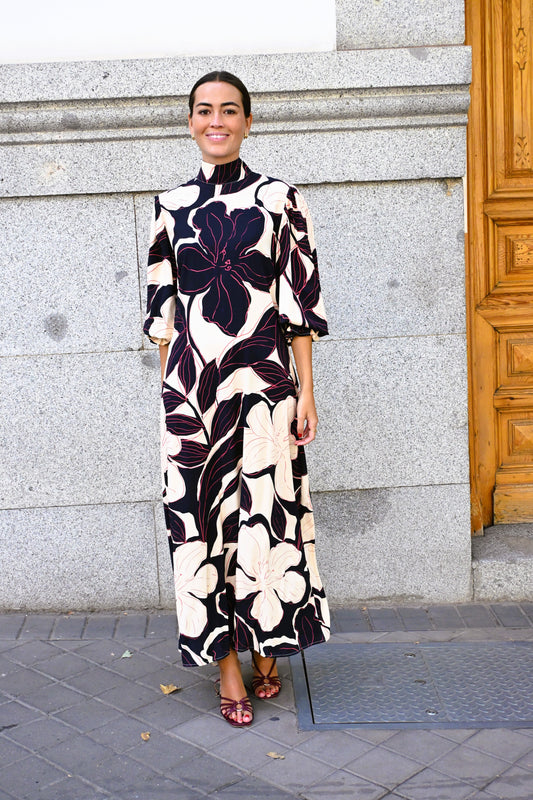 VESTIDO CLEMENTINA - FLOR MARINO