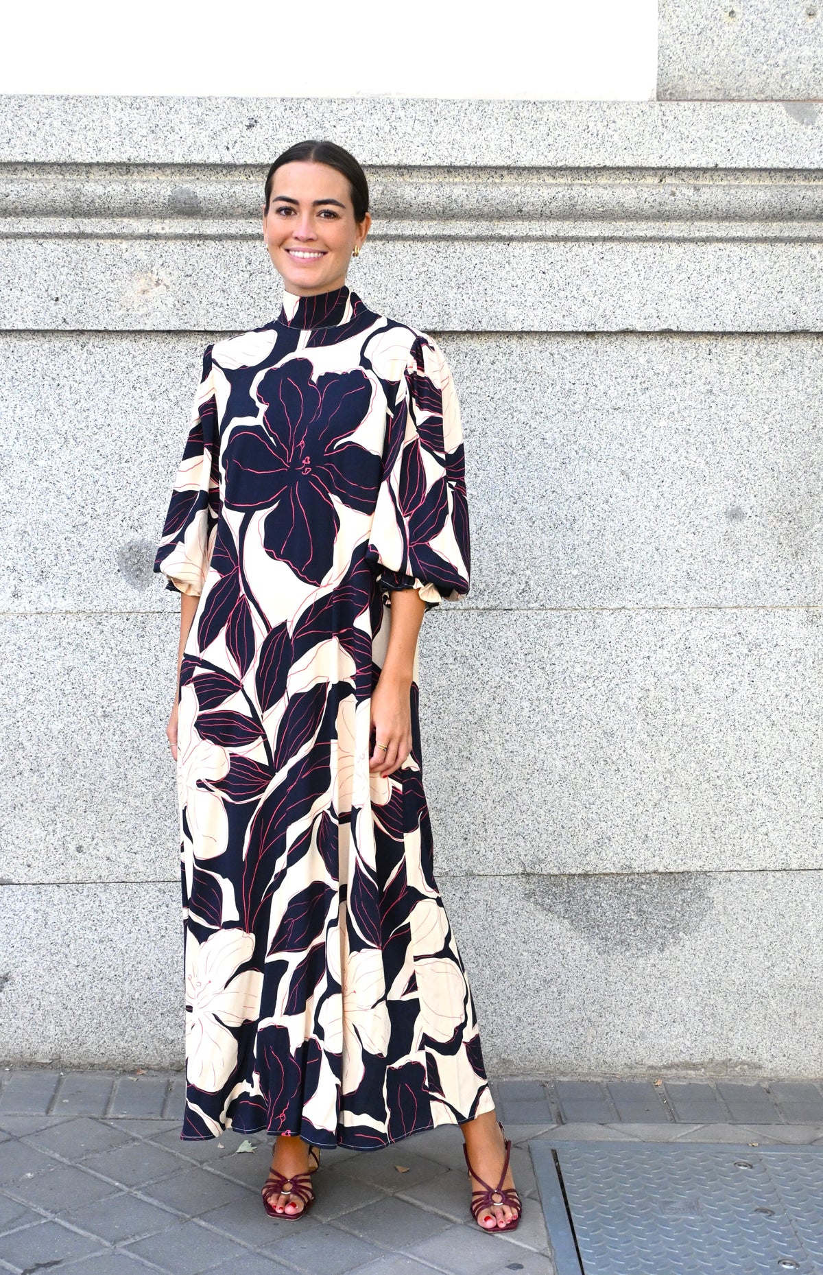 VESTIDO CLEMENTINA - FLOR MARINO