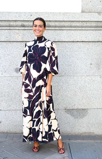 VESTIDO CLEMENTINA - FLOR MARINO