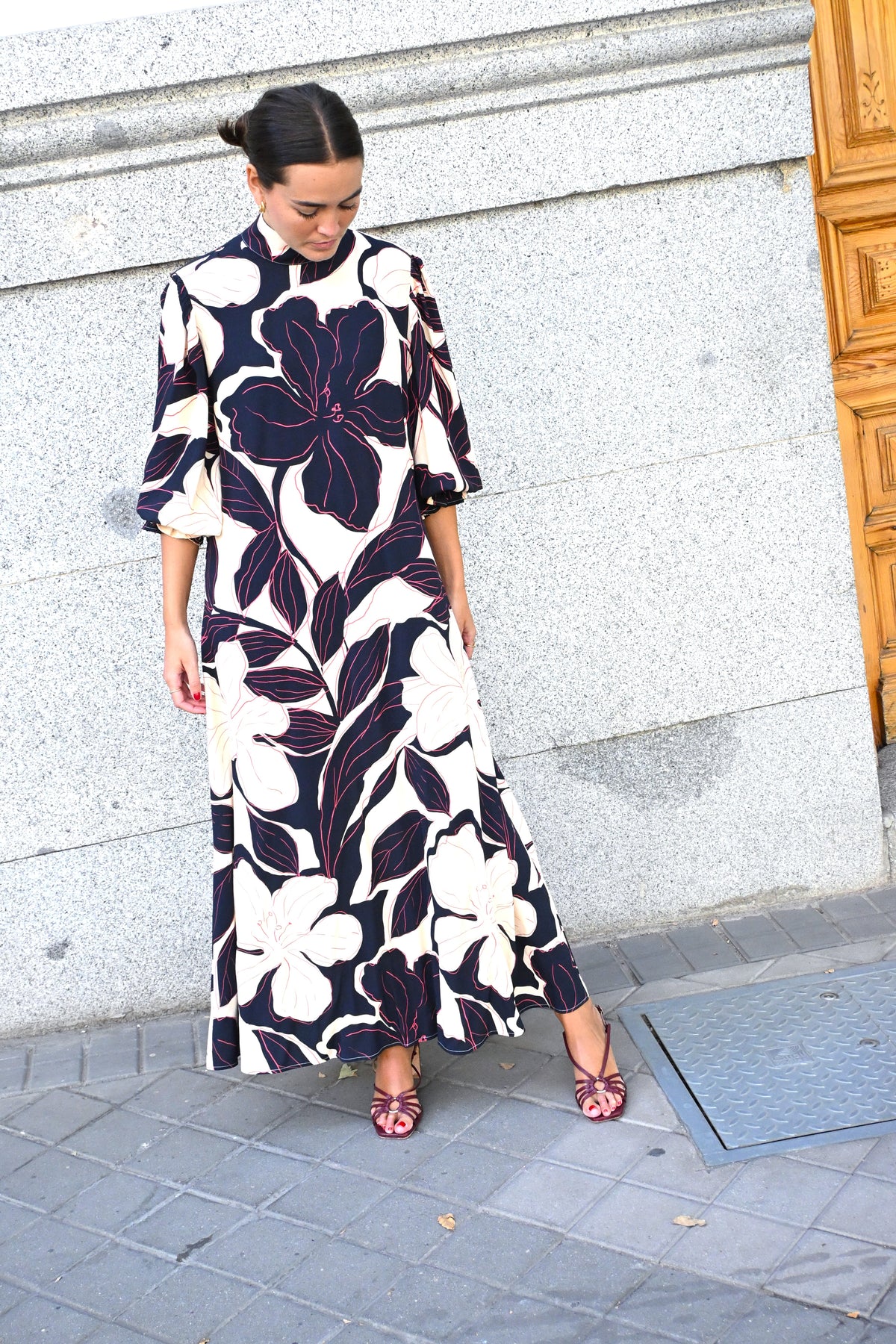 VESTIDO CLEMENTINA - FLOR MARINO