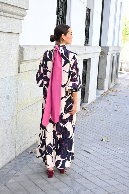 VESTIDO CLEMENTINA - FLOR MARINO