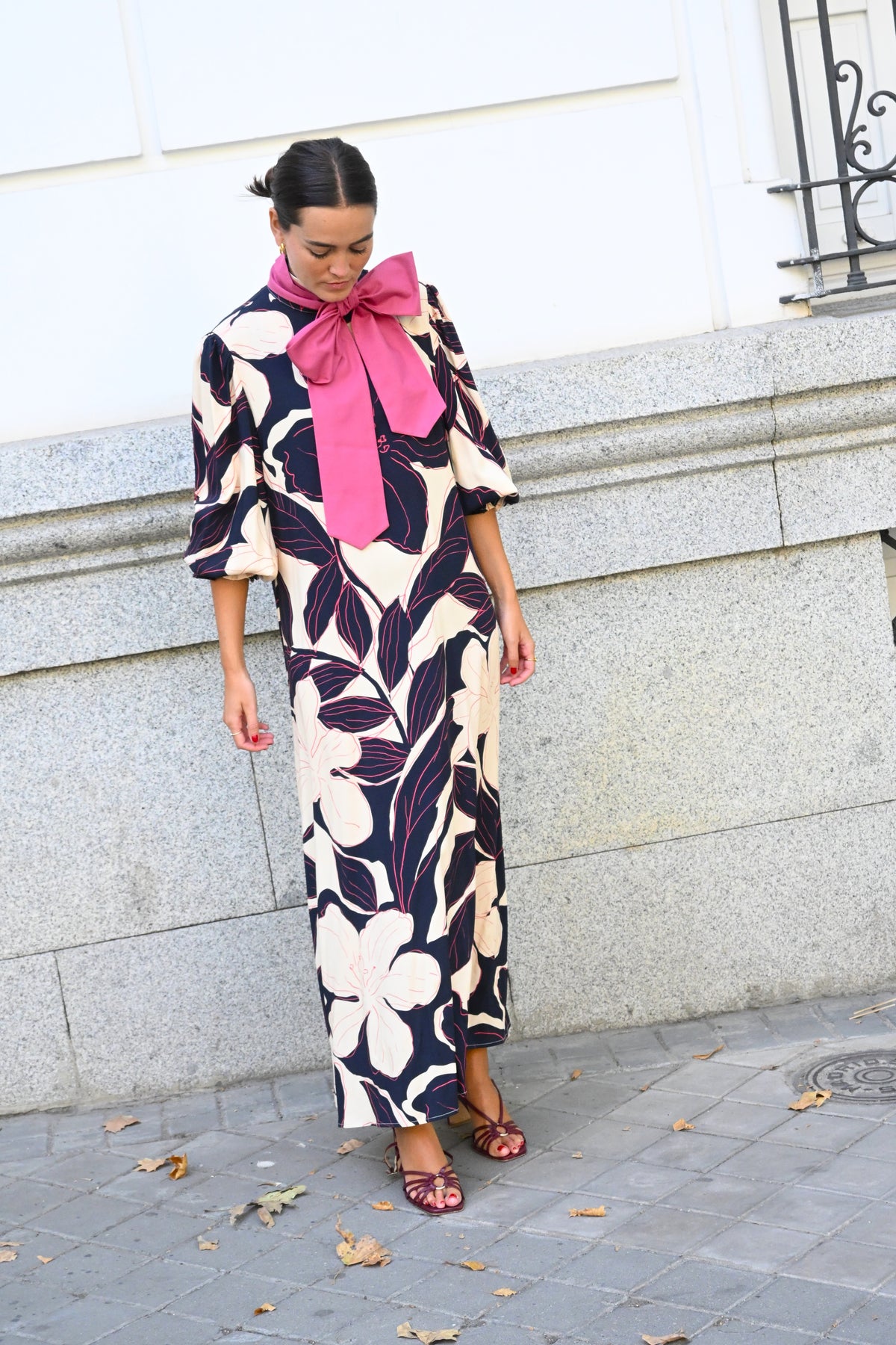 VESTIDO CLEMENTINA - FLOR MARINO