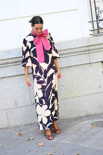 VESTIDO CLEMENTINA - FLOR MARINO