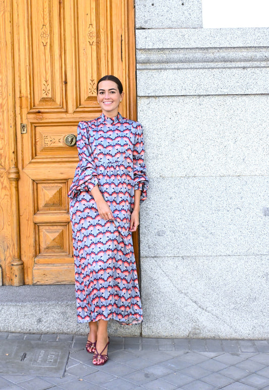 VESTIDO MENCÍA - FLOR AZUL