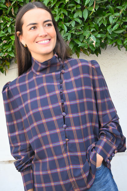 BLUSA VICTORIA - TARTAN AZUL - PREORDER 10 NOVIEMBRE